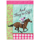Magnolia Garden And They're Off Horseracing 29 x 42 Inch Polyester Garden Flag