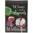 Magnolia Garden Wine and Friends Welcome Pouring Glass 29 x 42 Inch Polyester Garden Flag