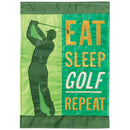 Magnolia Garden Eat Sleep Golf Repeat 29 x 42 Inch Green Polyester Garden Flag