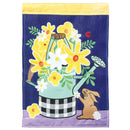 Magnolia Garden Yellow Bouquet Watering Can with Bunny 29 x 42 Inch Polyester Garden Flag