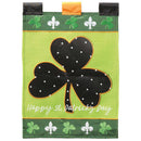 Magnolia Garden Happy St Patrick's Day Shamrocks and Fleur-de-lis 29 x 42 Inch Polyester Garden Flag