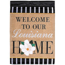 Dicksons Magnolia Garden Welcome To Our Louisiana Home Burlap Brown 42 x 29 Polyester Outdoor Garden Flag