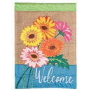 Dicksons Magnolia Garden Welcome Gerber Daisies Burlap Floral Blue 42 x 29 Polyester Outdoor Garden Flag