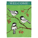 Dicksons Magnolia Garden Chickadee 42 x 29 Inch Weather Resistant Polyester Outdoor Flag Decoration For Garden, Yard, Or Walkway, Green & Grey, Welcome