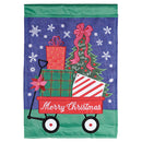 Dicksons Christmas Garden Flag, Outdoor Holiday Decoration, Double-Sided Seasonal Yard Banner Large 29 x 42 Inch Polyester Burlap Present Wagon