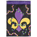 Dicksons Mardi Gras Garden Flag, Outdoor Seasonal Decoration, Double-Sided Yard Banner Large 29 x 42 Inch Polyester Purple Yellow Fleur De Beads