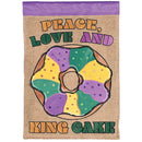 Dicksons Mardi Gras Garden Flag, Outdoor Seasonal Decoration, Double-Sided Yard Banner Large 29 x 42 Inch Polyester Peace Love and King Cake