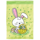 Magnolia Garden Easter Bunny 13 x 19 Green Poly Burlap Outdoor Hanging Flag