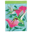 Magnolia Garden Hummingbirds Pink Flowers 13 x 19 Blue Polyester Outdoor Hanging Flag
