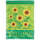 Magnolia Garden Welcome Sunflowers 13 x 19 Green Polyester Outdoor Hanging Flag