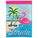Magnolia Garden Hello Sunshine Florida Beach 13 x 19 Pink Polyester Outdoor Hanging Flag