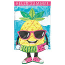 Magnolia Garden Hello Summer Pineapple Legs 13 x 19 Blue Polyester Outdoor Hanging Flag