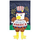 Magnolia Garden God Bless Eagle Legs 13 x 19 Blue Polyester Outdoor Hanging Flag