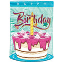 Magnolia Garden Birthday Cake 13 x 19 Blue Polyester Outdoor Hanging Flag