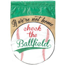 Magnolia Garden Check the Ballfield Baseball 13 x 19 Green Poly Burlap Outdoor Hanging Flag