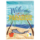 Magnolia Garden Welcome Paradise Beach 13 x 19 Blue Polyester Outdoor Hanging Flag