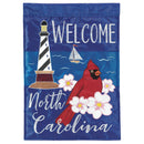 Magnolia Garden Welcome North Carolina 13 x 19 Blue Polyester Outdoor Hanging Flag