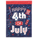 Magnolia Garden Happy 4th of July 13 x 19 Blue Polyester Outdoor Hanging Flag