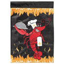 Magnolia Garden Crawfish Chef Flames 13 x 19 Black Polyester Outdoor Hanging Flag