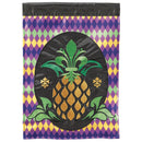 Magnolia Garden Pineapple Fleur de Lis 13 x 19 Black Polyester Outdoor Hanging Flag