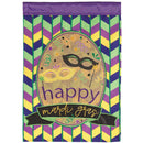 Magnolia Garden Happy Mardi Gras Masks Medallion 13 x 18 Inch Polyester Garden Flag