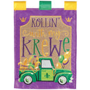 Magnolia Garden Rollin' with my Krewe Mardi Gras Truck 13 x 18 Inch Polyester Garden Flag