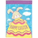 Magnolia Garden Happy Easter Happy Bunny with Large Egg 13 x 18 Inch Polyester Garden Flag