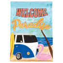 Magnolia Garden Welcome to Paradise Bus on Beach 13 x 18 Inch Polyester Garden Flag