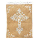 Magnolia Garden Ornate Embroidered Cross 13 x 18 Inch Burlap Polyester Garden Flag