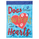 Magnolia Garden Dogs Leave Paw Prints on Heart 13 x 18 Inch Polyester Garden Flag