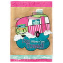 Magnolia Garden I Go Where I Am Towed Pink Camper 13 x 18 Inch Polyester Garden Flag