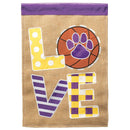 Magnolia Garden LOVE Basketball Pawprint Burlap 13 x 18 Inch Yellow Polyester Garden Flag