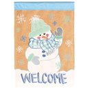 Magnolia Garden Welcome Waving Snowman 13 x 18 Inch Polyester Garden Flag