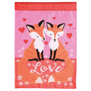 Magnolia Garden Love Foxes Couple 13 x 18 Inch Pink Polyester Garden Flag