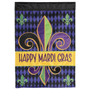 Magnolia Garden Happy Mardi Gras Fleur-de-Lis 13 x 18 Inch Polyester Garden Flag