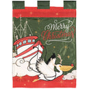 Magnolia Garden Merry Christmas Pelican Fishing Boat 13 x 18 Inch Polyester Garden Flag