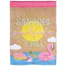 Dicksons Magnolia Garden Hanging Poolside Y'all Burlap Pink 18 x 13 Polyester Outdoor Garden Flag