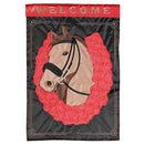 Dicksons Magnolia Garden Welcome Horse With Rose Horseshoe Red and Black 18 x 13 Polyester Outdoor Garden Flag