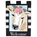 Dicksons Magnolia Garden Welcome Cow Floral Black and White 18 x 13 Polyester Outdoor Garden Flag