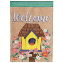 Dicksons Magnolia Garden Welcome Birdhouse Burlap Floral Brown 18 x 13 Polyester Outdoor Garden Flag