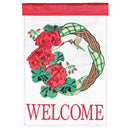Dicksons Magnolia Garden Welcome Geranium Wreath Hummingbird Red 18 x 13 Polyester Outdoor Garden Flag