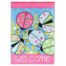 Dicksons Magnolia Garden Welcome Ladybugs Pink 18 x 13 Polyester Outdoor Garden Flag