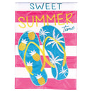 Dicksons Magnolia Garden Sweet Summer Time Flip Flops Pink Stripe 18 x 13 Polyester Outdoor Garden Flag