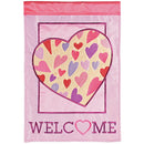 Dicksons Magnolia Garden Outdoor Flag Decoration For Garden, Yard, Or Walkway Standard 13 x 18, Weather Resistant Polyester, Hearts Welcome