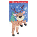 Dicksons Magnolia Garden Outdoor Flag Decoration For Garden, Yard, Or Walkway Standard 13 x 18, Weather Resistant Polyester, Crazy Leg Reindeer Merry Christmas