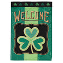 Dicksons Magnolia Garden St. Patrick's Day Shamrock 18 x 13 Inch Weather Resistant Polyester Outdoor Flag Decoration For Garden, Yard, Or Walkway, Green & Black, Welcome