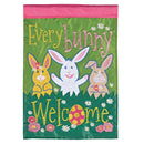Dicksons Magnolia Garden Easter 18 x 13 Inch Weather Resistant Polyester Outdoor Flag Decoration For Garden, Yard, Or Walkway, Green, Yellow, & Pink, Every Bunny Welcome