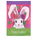Dicksons Magnolia Garden 18 x 13 Inch Weather Resistant Polyester Outdoor Flag Decoration For Garden, Yard, Or Walkway, Pink & Green, Happy Easter