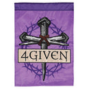 Dicksons Magnolia Garden Cross Of Nails 18 x 13 Inch Weather Resistant Polyester Outdoor Flag Decoration For Garden, Yard, Or Walkway, Purple & Silver Tone, 4GIVEN