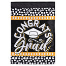 Dicksons Magnolia Garden Graduation Celebration 18 x 13 Inch Weather Resistant Polyester Outdoor Flag Decoration For Garden, Yard, Or Walkway, Black & White, Congrats Grad